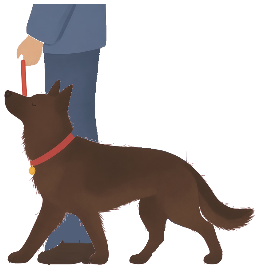 Illustration of a shepherd walking in heel position